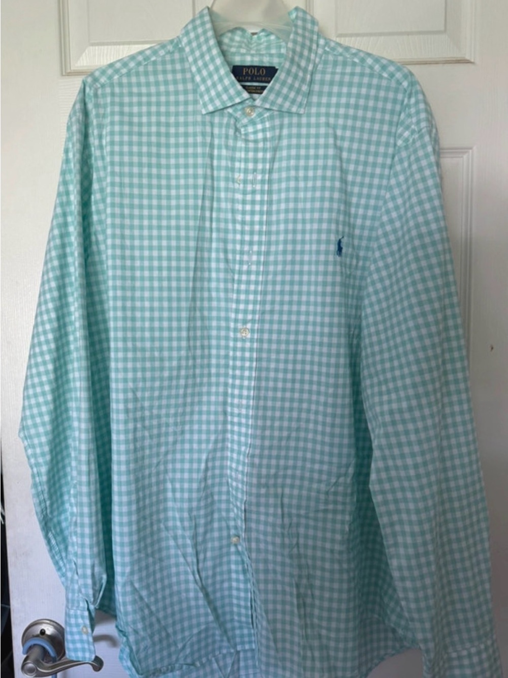 Polo by Ralph Lauren Men's Mint Gingham Button-Down Shirt XL